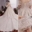 Charmant Champagner Brautkleider / Hochzeitskleider 2019 A Linie Off Shoulder Perlenstickerei Kristall Pailletten Perle Ärmellos Rückenfreies Königliche Schleppe