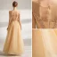 Chic / Beautiful Yellow Prom Dresses 2021 A-Line / Princess Scoop Neck Sleeveless Beading Pearl Sequins Floor-Length / Long Prom Formal Dresses