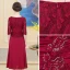 Elegant Burgundy Mother Of The Bride Dresses 2019 A-Line / Princess V-Neck Crystal Lace Flower 1/2 Sleeves Tea-length Wedding Party Dresses