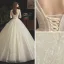 Élégant Champagne Robe De Mariée 2019 Princesse V-Cou Perlage En Dentelle Paillettes 3/4 Manches Dos Nu Longue