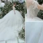Luxury / Gorgeous White Wedding Dresses Ball Gown 2021 Scoop Neck Beading Pearl Short Sleeve Backless Royal Train Wedding