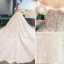 Luxe Champagne Robe De Mariée 2019 Princesse De l'épaule Perlage Perle Paillettes En Dentelle Fleur Manches Courtes Dos Nu Cathedral Train