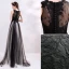 Chic / Beautiful Black Evening Dresses  2019 A-Line / Princess V-Neck Lace Flower Buttons Sleeveless Floor-Length / Long Formal Dresses