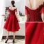 Chic / Beautiful Burgundy Homecoming Graduation Dresses 2019 A-Line / Princess Scoop Neck Beading Crystal Lace Flower Short Sleeve Backless Knee-Length Formal Dresses