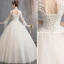 Élégant Champagne Robe De Mariée 2019 Princesse Col Haut Appliques En Dentelle Fleur Perlage Perle Paillettes Manches Longues Dos Nu Longue