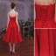 Piękne Jednolity kolor Burgund Homecoming Sukienki Na Studniówke 2019 Princessa Spaghetti Pasy Bez Rękawów Bez Pleców Długość Herbaty Sukienki Wizytowe