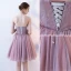 Sexy Blushing Pink Cocktail Dresses 2019 A-Line / Princess Strapless Appliques Pearl Crystal Lace Flower Sleeveless Backless Short Formal Dresses