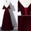Elegant Burgundy Evening Dresses  2019 A-Line / Princess Spaghetti Straps Suede Bow Short Sleeve Backless Floor-Length / Long Formal Dresses