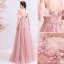 Flotte Lyserød Gallakjoler 2019 Prinsesse Off-The-Shoulder Perle Rhinestone Med Blonder Blomsten Ærmeløs Halterneck Lange Kjoler