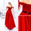 Schöne Einfarbig Rot Abendkleider 2019 A Linie Off Shoulder Wildleder Schleife Ärmellos Rückenfreies Lange Festliche Kleider