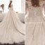 Charming Champagne Wedding Dresses 2019 A-Line / Princess Off-The-Shoulder Beading Pearl Lace Flower Short Sleeve Backless Cathedral Train