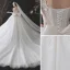 Chic / Belle Blanche Robe De Mariée 2021 Robe Boule Encolure Carrée Perlage Noeud Perle Appliques Paillettes Manches Courtes Dos Nu Cathedral Train Mariage