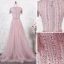 Luxe Rougissant Rose Fait main Cristal Robe De Ceremonie 2019 Princesse Encolure Dégagée Perlage T-Strap Faux Diamant Manches Courtes Train De Balayage Robe De Soirée