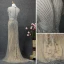 Luxury / Gorgeous Silver Evening Dresses  2019 Trumpet / Mermaid Scoop Neck Handmade  Beading Crystal Short Sleeve Sweep Train Formal Dresses