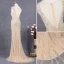 Charmant Champagne Robe De Soirée 2019 Trompette / Sirène Encolure Dégagée Fait main Perlage Cristal Paillettes Sans Manches Train De Balayage Robe De Ceremonie