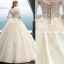 Classy Champagne Pregnant Wedding Dresses 2019 Off-The-Shoulder Beading Sequins Lace Flower Short Sleeve Backless Floor-Length / Long