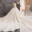 Luxury / Gorgeous Champagne Wedding Dresses 2019 Ball Gown Spaghetti Straps Sequins Sleeveless Backless Bow Royal Train