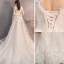 Élégant Champagne Robe De Mariée 2019 Princesse V-Cou Perlage Paillettes En Dentelle Fleur Sans Manches Dos Nu Noeud Chapel Train