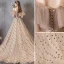 Modern / Fashion Champagne Prom Dresses 2019 A-Line / Princess Spaghetti Straps Star Sequins Ruffle Short Sleeve Court Train Formal Dresses