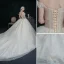 Simple Ivoire Robe De Mariée 2021 Robe Boule De l'épaule Perlage Cristal Paillettes Sans Manches Dos Nu Royal Train Mariage