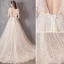 Élégant Champagne Robe De Mariée 2019 Princesse Encolure Carrée Tachetée Sans Manches Dos Nu Tribunal Train