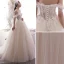 Chic Champagne Robe De Mariée 2019 Princesse De l'épaule Paillettes En Dentelle Fleur Sans Manches Dos Nu Train De Balayage