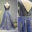 Luxury / Gorgeous Royal Blue Evening Dresses  2019 A-Line / Princess V-Neck Beading Crystal Sleeveless Backless Floor-Length / Long Formal Dresses
