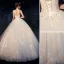 Chic / Belle Champagne Robe De Mariée 2019 Robe Boule Bustier Glitter Paillettes Appliques En Dentelle Fleur Sans Manches Dos Nu Longue