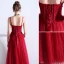 Chic / Belle Bordeaux Robe De Soirée 2019 Princesse Bretelles Spaghetti Perlage Cristal Paillettes Sans Manches Dos Nu Longue Robe De Ceremonie