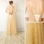 Charming Gold Evening Dresses  2019 A-Line / Princess V-Neck Glitter Sequins Sleeveless Backless Floor-Length / Long Formal Dresses