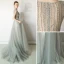 Luxury / Gorgeous Grey Evening Dresses  2019 A-Line / Princess Scoop Neck Handmade  Beading Tassel Sequins Short Sleeve Sweep Train Formal Dresses
