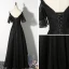 Chic / Beautiful Black Evening Dresses  2019 A-Line / Princess Spaghetti Straps Short Sleeve Backless Floor-Length / Long Formal Dresses