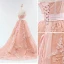 Elegant Perle Rosa Ballkjoler 2018 Prinsesse Perle Appliques Kjæreste Ryggløse Uten Ermer Chapel Train Formelle Kjoler