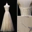 Modern / Fashion Champagne Evening Dresses  2019 A-Line / Princess Scoop Neck Lace Star Sequins Sleeveless Backless Floor-Length / Long Formal Dresses