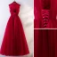 Chic / Beautiful Vintage / Retro Burgundy Evening Dresses  2019 A-Line / Princess High Neck Beading Crystal Sleeveless Backless Floor-Length / Long Formal Dresses