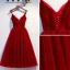 Chic / Belle Bordeaux Voyage de noces Robe De Graduation 2019 Princesse Bretelles Spaghetti Daim Sans Manches Dos Nu Courte Robe De Ceremonie