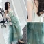 Modern / Fashion Gradient-Color Evening Dresses  2019 A-Line / Princess Spaghetti Straps Bow Sleeveless Backless Floor-Length / Long Formal Dresses
