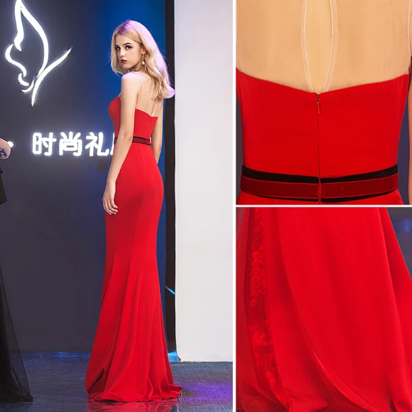 Modern / Fashion Black Evening Dresses 2019 Trumpet / Mermaid Scoop Neck Sleeveless Backless Floor-Length / Long Formal Dresses