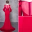 Chic / Beautiful Burgundy Evening Dresses  2019 Trumpet / Mermaid Scoop Neck Bow Beading Crystal Short Sleeve Sweep Train Formal Dresses