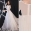Élégant Blanche Robe De Soirée 2019 Princesse V-Cou Paillettes En Dentelle Fleur 3/4 Manches Longue Robe De Ceremonie