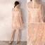 Modern / Fashion Pearl Pink Homecoming Graduation Dresses 2019 A-Line / Princess High Neck Appliques Sequins 1/2 Sleeves Knee-Length Formal Dresses