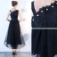 Chic / Beautiful Black Homecoming Graduation Dresses 2018 A-Line / Princess Rhinestone Bow One-Shoulder Backless Sleeveless Tea-length Formal Dresses
