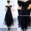 Schöne Schwarz Heimkehr Abiballkleider 2018 A Linie Schleife Off Shoulder Rückenfreies Ärmellos Asymmetrisch Festliche Kleider