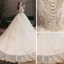 Élégant Champagne Robe De Mariée 2019 Princesse De l'épaule Perle Paillettes En Dentelle Fleur Manches Courtes Chapel Train
