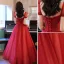 Mode Rouge Robe De Bal 2021 Princesse Encolure Dégagée Perlage Cristal Paillettes Manches Courtes Dos Nu Longue Promo Robe De Ceremonie
