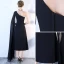 Chic / Belle Noire de retour Robe De Graduation 2018 Princesse Une épaule Avec Châle Dos Nu Sans Manches Thé Longueur Robe De Ceremonie