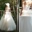 Chic / Beautiful Ivory Wedding Dresses 2019 A-Line / Princess Spaghetti Straps Pearl Lace Flower Sleeveless Backless Floor-Length / Long
