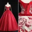 Chic / Beautiful Burgundy Prom Dresses 2019 Ball Gown Off-The-Shoulder Pearl Rhinestone Lace Flower Sleeveless Backless Floor-Length / Long Formal Dresses
