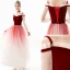 Modern / Fashion Burgundy Evening Dresses  2019 A-Line / Princess Square Neckline Suede 3/4 Sleeve Backless Floor-Length / Long Formal Dresses