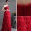Sexy Red Pleated Evening Dresses  2021 A-Line / Princess Strapless Sleeveless Backless Evening Party Floor-Length / Long Formal Dresses